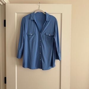 J.McLaughlin Brynn Lyford Jersey Shirt in JMC blue, Size XL